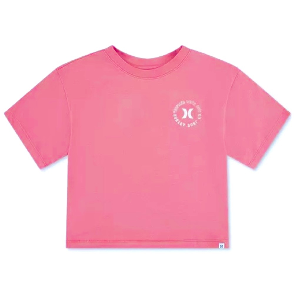 Pink Sunset Coral Hurley Girls' Tropical Vibes Only Boxy T-Shirt (Big Kid)